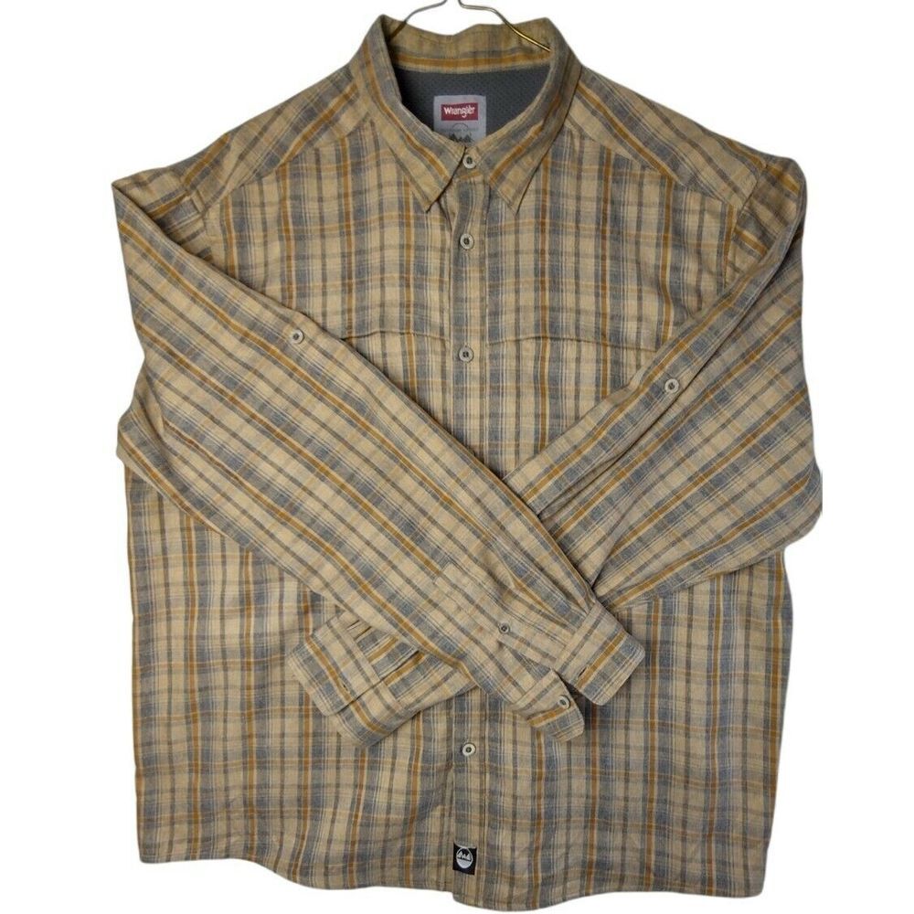 Wrangler Men's Outdoor Series Long Sleeve Button Up Shirt Size XX Large EUC